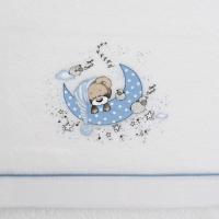 Sábanas Minicuna, coralina blanca azul, oso en luna, 3 piezas INTERBABY, 50x80 cm