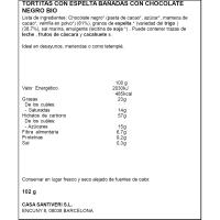Tortitas de espelta con chocolate bio SANTIVERI, paquete 102 g