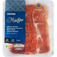 Jamón serrano Duroc colocado a mano EROSKI MAESTRO, bandeja 90 g