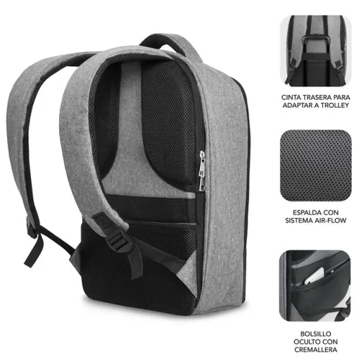 Mochila negra gris de portátil 16"antirobo Secure V2 AP SUBBLIM