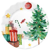 Plato navideño desechable Funny Present, Ø 24,5 cm, pack 8 uds Plato navideño desechable Funny Present, Ø 24,5 cm, pack 8 uds