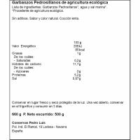 Garbanzo pedrosillano cocido eco PEDRO LUIS, frasco 500 g