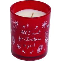 Vela perfumada vaso Glitter rojo surtido 2 modelos: let it snow ó Merry, 84x70mm