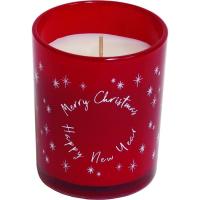 Vela perfumada vaso Glitter rojo surtido 2 modelos: let it snow ó Merry, 84x70mm