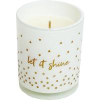 Vela perfumada vaso Glitter blanco surtido 2 modelos: let it snow ó shine, 84x70mm
