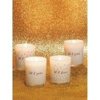 Vela perfumada vaso Glitter blanco surtido 2 modelos: let it snow ó shine, 84x70mm