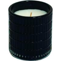 Vela perfumada en vaso negro tallado geométrico, Black Sapphire ROURA, 90x80 mm