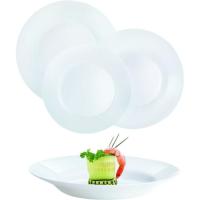 Vajilla opal PLUMI, 18 platos: 6 llanos 24 cm, 6 hondos 22 cm y 6 de postre 19 cm LUMINARC