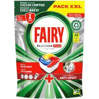 FAIRY PLATINUM PLUS ontzi garbigailuko detergentea, poltsa 48 dosi