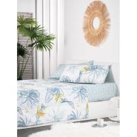 Juego de sábanas 23SS Iggy, estampado flores, 100% algodón EROSKI, talla 105