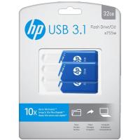 Pendrive negro blanco USB 3.1 de 32 GB x755W HP, pack 3 uds
