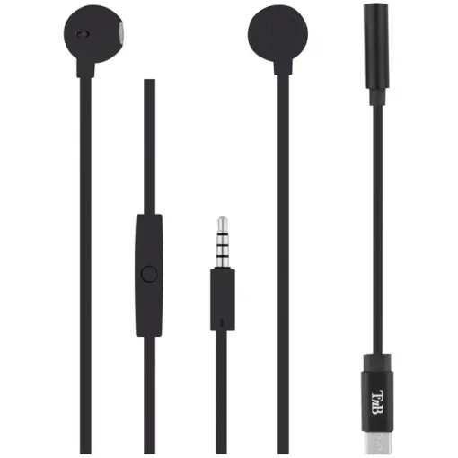 Auriculares de botón negro, micrófono y Tipo C, ESSWEETCBK TNB