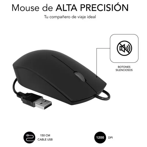 Ratón óptico con cable negro Silencioso Business SUBBLIM