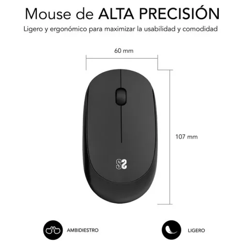 Ratón óptico inalámbrico negro Business Plus Silencioso SUBBLIM