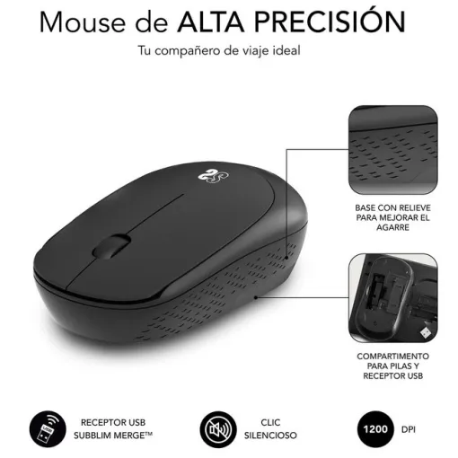 Ratón óptico inalámbrico negro Business Plus Silencioso SUBBLIM Ratón óptico inalámbrico negro Business Plus Silencioso SUBBLIM