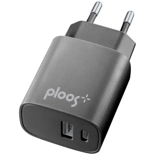 Cargador de red negro con 2 puertos: USB y USB-, 20+18 W, PLTC2USBPD20WK PLOSS Cargador de red negro con 2 puertos: USB y USB-, 20+18 W, PLTC2USBPD20WK PLOSS