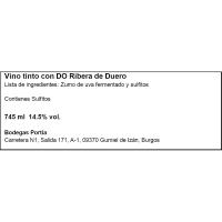 Vinto Tinto S. de Barricas D.O. Ribera PORTIA, botella 75 cl