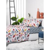 Juego de sábanas, formas multicolor, 100% algodón, Andre EROSKI, talla 105