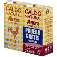 Caldo de pollo + caldo de pollo con jamón ANETO, pack 2x1 litro