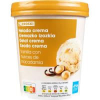 EROSKI banilla eta makadamia izozkia, terrina 500 ml