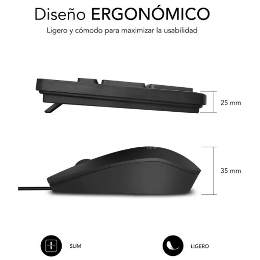 Teclado y ratón negro con cable USB, Business Slim SUBBLIM