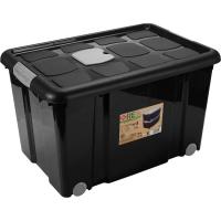 Caja de plástico negro de ruedas NEW BOX, capacidad 55 L HEGA, 35,7x40,5x59 cm