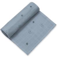 INTERBABY banbu muselina naturala, urdin estanpatua, eguzkiak, 120x120 cm