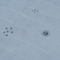 Muselina de bambú natural azul estampado soles INTERBABY, 120x120 cm