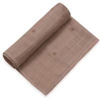 Muselina de bambú natural polvo marron con soles INTERBABY, 120x120 cm