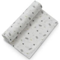 Muselina de bambú natural blanco estampado koala platano  INTERBABY, 120x120 cm