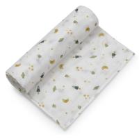 INTERBABY banbu muselina naturala, zuri estanpatua, koheteak, 120x120 cm