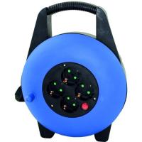 Enrollacables de 10 metros azul y negro con regleta de 4 tomas SILVER ELECTRONICS