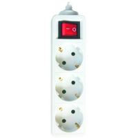 Regleta blanca de 3 tomas con interruptor, 3 metros SILVER ELECTRONICS, 1 ud