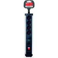 Regleta negra y aluminio, 4 tomas, interruptor 1,5 metros SILVER ELECTRONICS, 1 ud