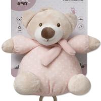 Peluche musical osito rosa, tacto extrasuave INTERBABY