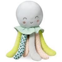Peluche sonajero cascabel pulpo cabeza gris, tacto extrasuave INTERBABY