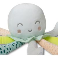 Peluche sonajero cascabel pulpo cabeza gris, tacto extrasuave INTERBABY