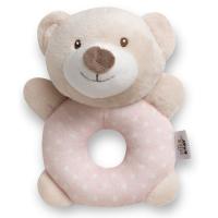 Sonajero aro peluche osito rosa, ideal para fomentar el agarre INTERBABY
