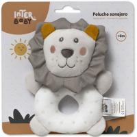 Sonajero aro peluche leon gris, ideal para fomentar el agarre INTERBABY
