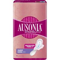 Compresa ultrafina plus super con alas AUSONIA, paquete 14 uds