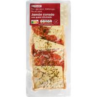Pan cristal con jamón curado EROSKI, bandeja 200 g