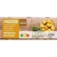 EROSKI antxoaz betetako olibak, sorta 3x50 g