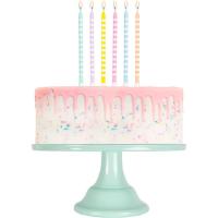 Vela de cumpleaños extralarga 14, 5cm colores pastel a rayas OH YEAH!, pack 12 uds