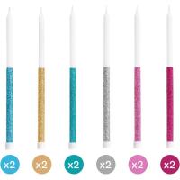 Vela cumpleaños extralarga 14,5 cm brilli brilli multicolor OH YEAH!, pack 12 uds