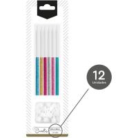 Vela cumpleaños extralarga 14,5 cm brilli brilli multicolor OH YEAH!, pack 12 uds