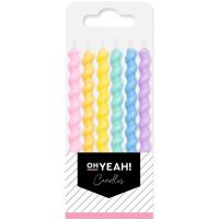 Vela de cumpleaños torneada de 8 cm en colores pastel OH YEAH!, pack 12 uds