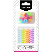Velas de cumpleaños colores en espriral de 6 cm OH YEAH!, pack 24 uds