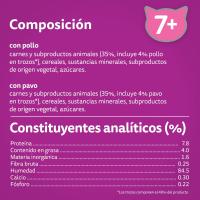 Gelatinas de aves para gatos +7 WHISKAS, pack 4x85 g