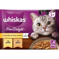 Gelatina de aves delight para gato WHISKAS, pack 4x85 g