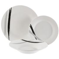 Vajilla Minimal, porcelana blanca estampada Platos Ø 26,23 y 19 cm, pack 12 piezas